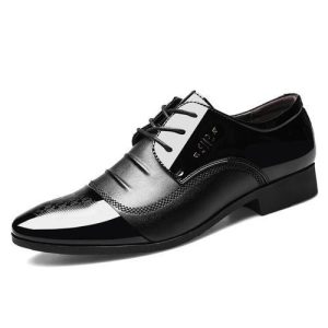Mens Gentleman Business Formal Breathable Comfortable Leather Shoes - Black