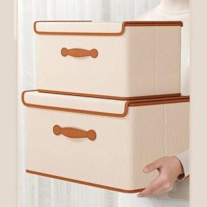 5L+40L Portable PU Leather Clothes Storage Box With Cover