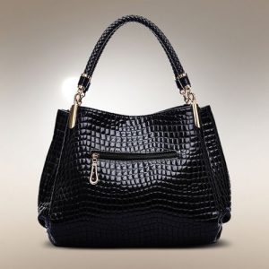 Fashion Crocodile Pattern Patent Leather Handbag